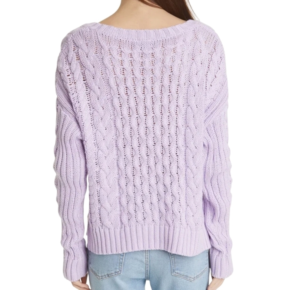 LINE V-neck 100% Cotton Lilac Long Sleeve Sweater - Medium - Picture 3 of 12